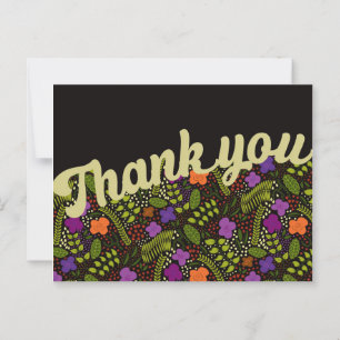 Cartão Postal Milefleur Stylized Flowers Bold Tones Obrigado