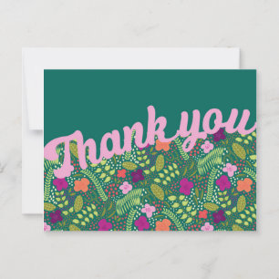 Cartão Postal Milefleur Stylized Flowers Jewel Tones Obrigado