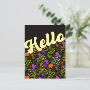 Cartão Postal Milefleur Stylized Flowers Olá Pensando em você