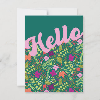 Cartão Postal Milefleur Stylized Flowers Olá Pensando em você