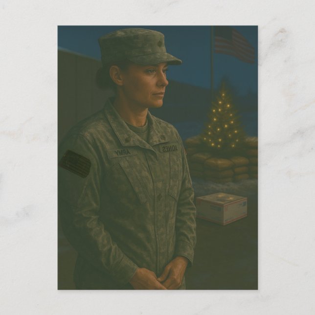 Cartão Postal Militar de Natal de Soldado Feminina (Frente)