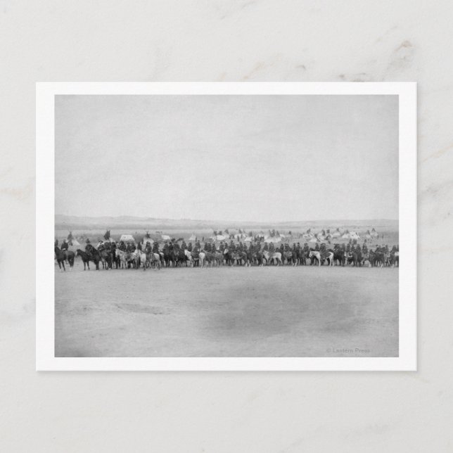 Cartão Postal Militares com 70 escuteiros índios Lakota (Frente)