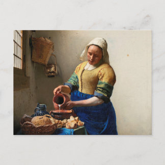 Cartão Postal Milkmaid Kitchen Maid por Johannes Vermeer