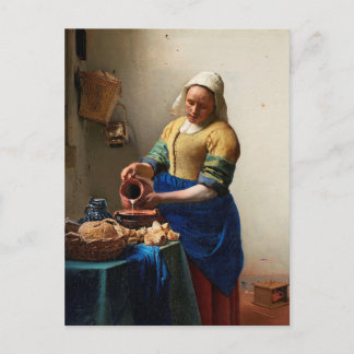 Cartão Postal Milkmaid Kitchen Maid por Johannes Vermeer