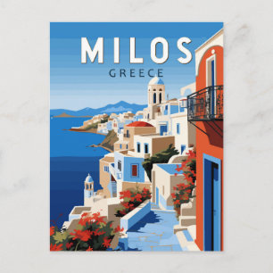 Cartão Postal Milos Grécia Art Vintage