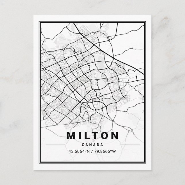 Cartão Postal Milton Ontario Canada Viagem City Map (Frente)