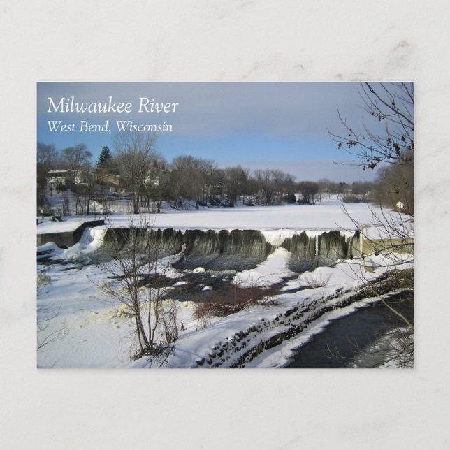 Cartão Postal Milwaukee River, West Bend, Wisconsin (Frente)