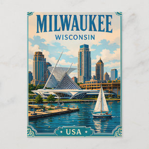 Cartão Postal ⛵ Milwaukee Wisconsin Memória Da Orla ⛵