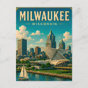 Cartão Postal ⛵ Milwaukee Wisconsin Orla do Lago Horizonte