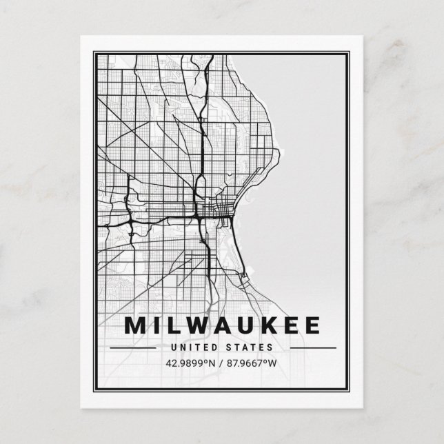 Cartão Postal Milwaukee Wisconsin USA Viagem City Map (Frente)