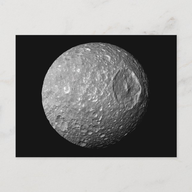 Cartão Postal Mimas, a Lua de Saturno da nave Cassini (Frente)