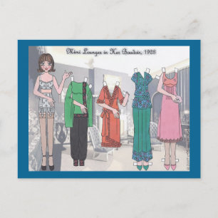 Cartão Postal Mimi Lounges em seu Cartão-postal de Boneca de Pap