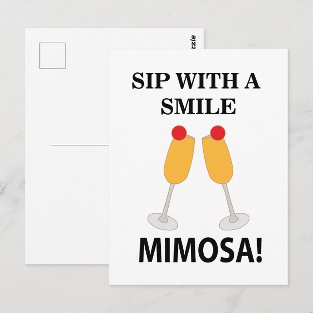 Cartão Postal Mimosa Sip Com Um Sorriso Mimosa (Frente/Verso)