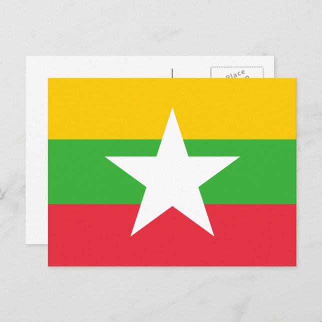 Cartão Postal Mina / Bandeira birmanesa, Bandeira de Myanmar / B (Frente/Verso)