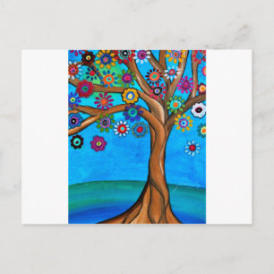 CARTÃO POSTAL MINHA ÁRVORE DA VIDA PINTURA QUIMÍSICA