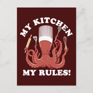 Cartão Postal Minha Cozinha Minhas Regras Octopus Chef