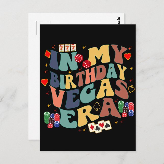 Cartão Postal Minha Festa de Aniversário na Era de Vegas Férias  (Frente/Verso)