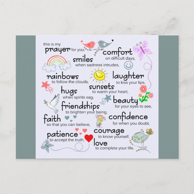 Cartão Postal Minha Oração Por Você | Azul (Frente)