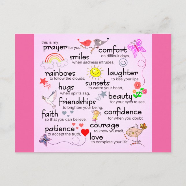 Cartão Postal Minha Oração Por Você | Rosa (Frente)