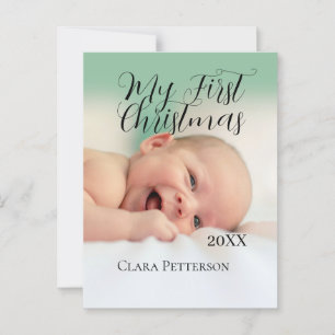 Cartão Postal Minha primeira foto de bebê de Natal adiciona nome