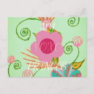 Cartão Postal Minha Princesinha XOXO Floral Design de Arte Impre
