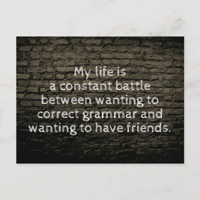 Cartão Postal Minha vida é uma constante piada negra (Frente)