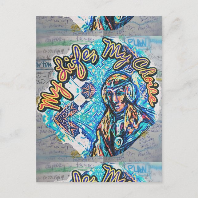 Cartão Postal Minha Vida, Minha Escolha. Mulher parecida com a p (Frente)