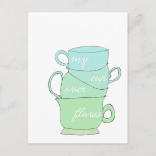 Cartão Postal minha xícara transborda a ilustração da caneca 