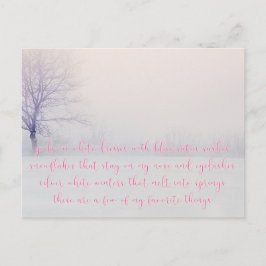 Cartão Postal Minhas Coisas Favoritas - Inverno Romântico