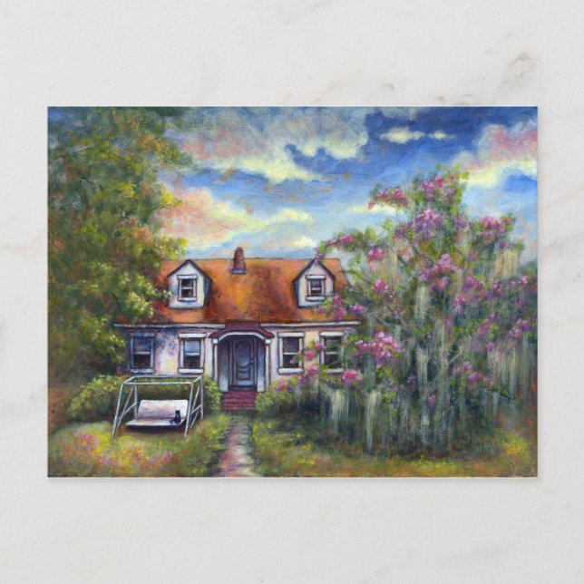 Cartão Postal Mini Art Cat Tree Moss Swing Southern Home Love (Frente)