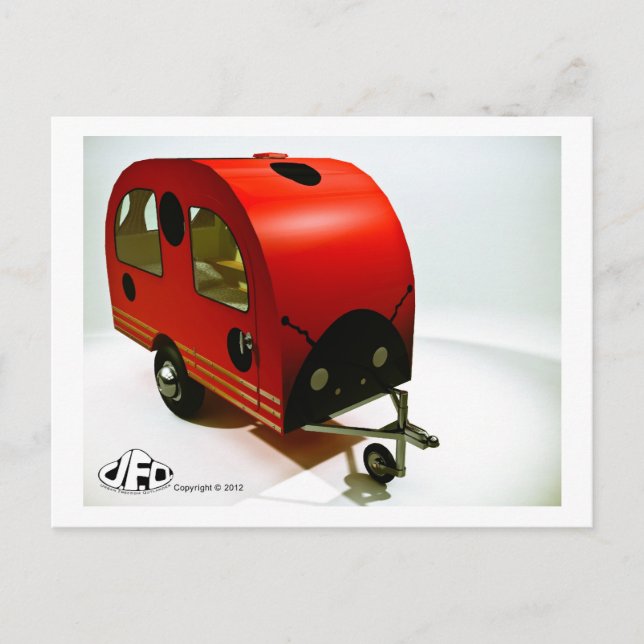 Cartão Postal Mini Bike Camper Ladybug estilo Postcard (Frente)