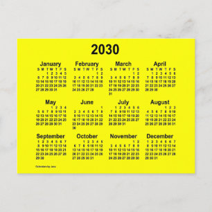Cartão Postal Mini calendário amarelo 2030 por Janz
