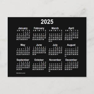 Cartão Postal Mini calendário branco Neon 2025 por Janz