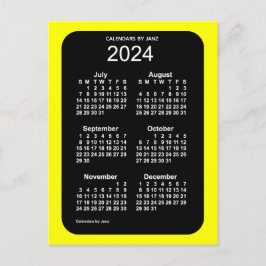 Cartão Postal Mini Calendário de 2024 Neon Amarelo 6 Meses por J