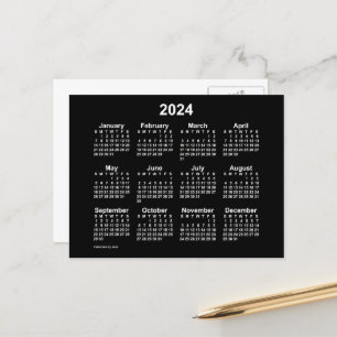 Cartão Postal Mini Calendário Neon Branco 2024 de Janz Postcard
