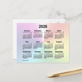 Cartão Postal Mini Calendário Nuvem Arco-íris 2026 por Janz