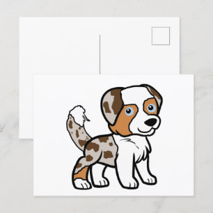 Cartão Postal Miniatura - Pastor Americano Vermelho Merle w Tail