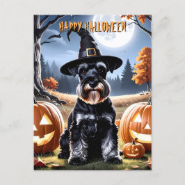 Cartão Postal Miniatura Schnauzer Halloween