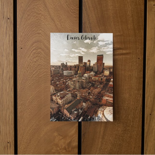 Cartão Postal Mínima Silhueta de Denver Colorado (minimal denver colorado postcard)