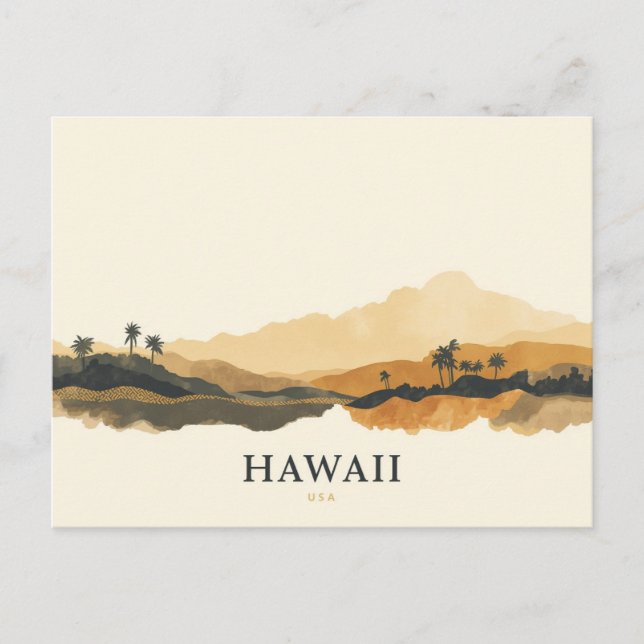 Cartão Postal Minimal Boho Havaí EUA Viagem (Frente)