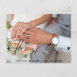 Cartão Postal Minimal Chic   Caligrafia Elegante Obrigado