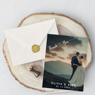 Cartão Postal Minimal Chic   Caligrafia Estilosa Obrigado