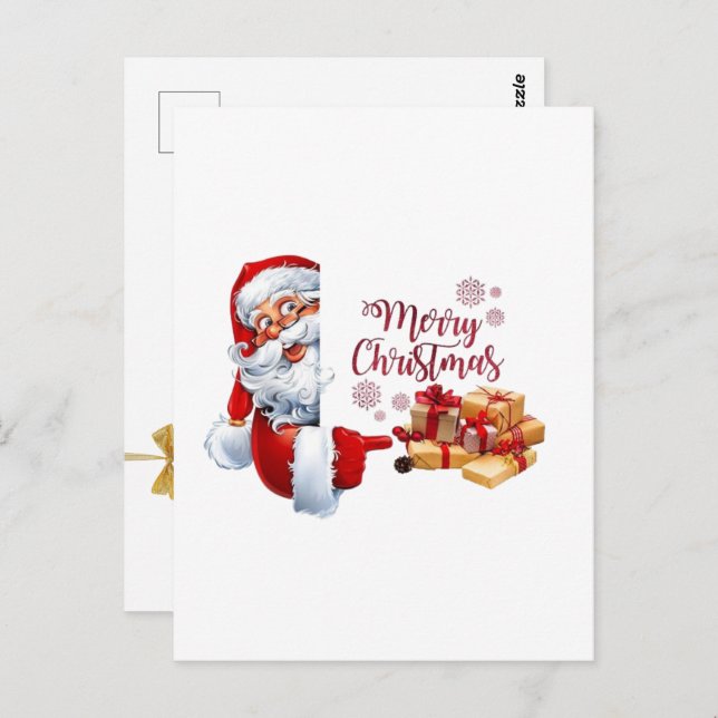 Cartão Postal Minimal Golden Christmas Tree Card | Elegant Holid (Frente/Verso)