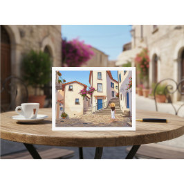 Cartão Postal Minimalist European Street Illustration 