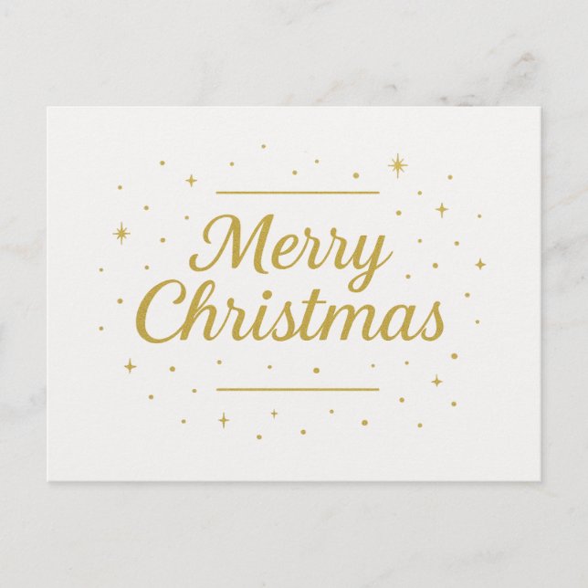 Cartão Postal Minimalist Gold Merry Christmas Card (Frente)
