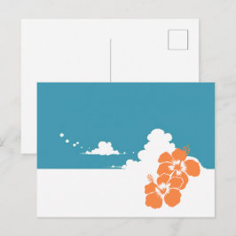 Cartão Postal Minimalist Hawaii Hibiscus & Summer Clouds