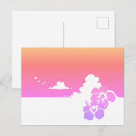 Cartão Postal Minimalist Ipanema Beach Hibiscus & Summer Clouds