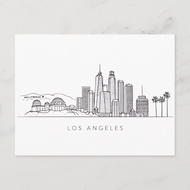 Cartão Postal Minimalist Los Angeles Skyline Illustration (Frente)