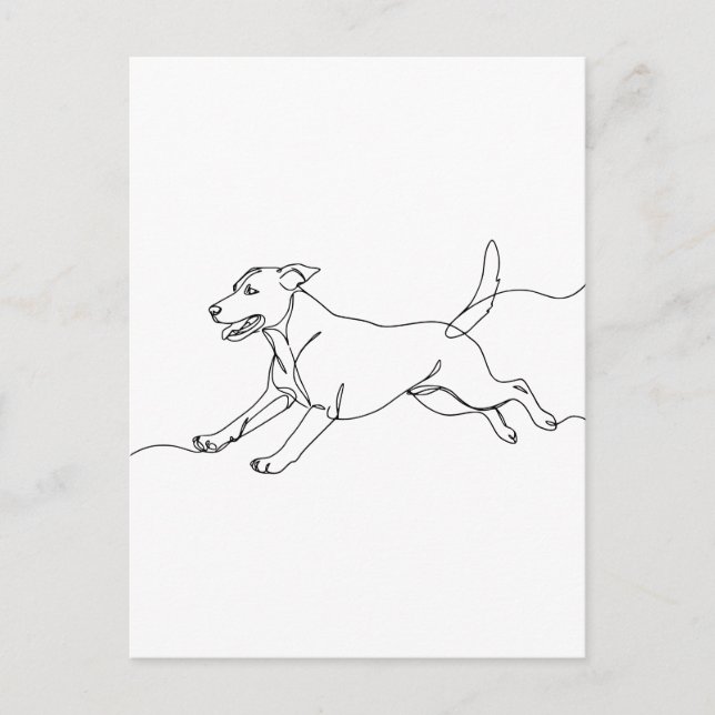 Cartão Postal Minimalist Modern Dog Line Art Drawing (Frente)