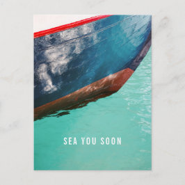 Cartão Postal Minimalist Nautical Abstract Boat Sea You Soon